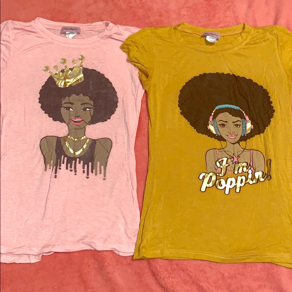 2 Miss Popular (size 10/12) graphic t-shirts